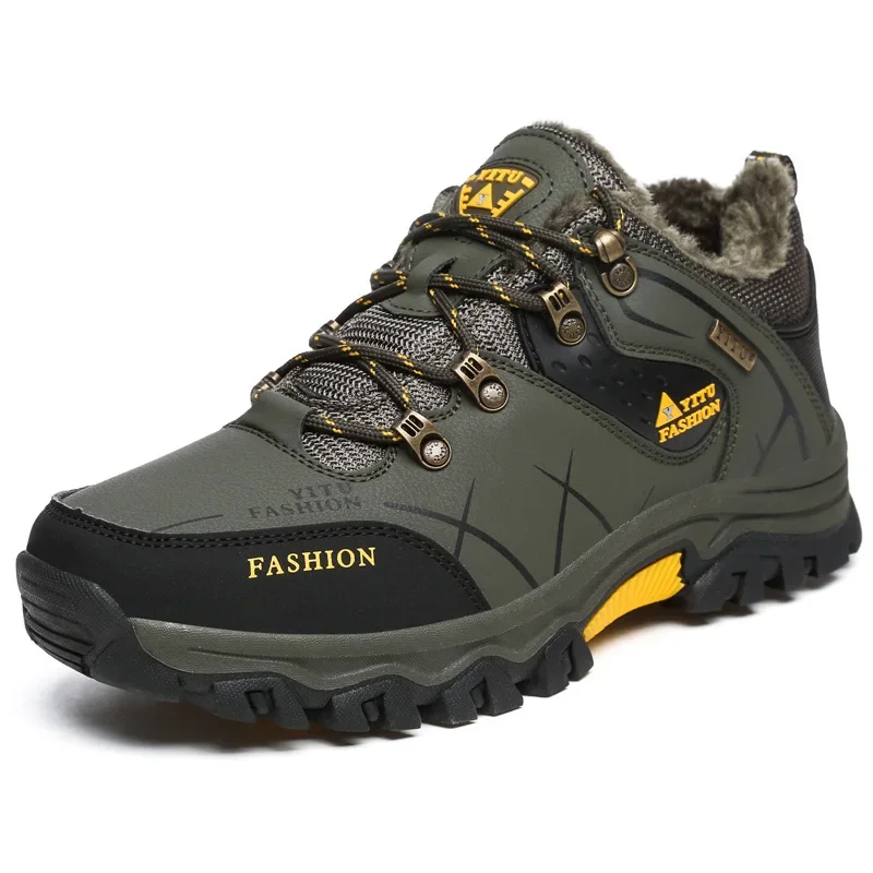 Marca masculina inverno sapatos casuais tênis de couro à prova dwaterproof água ao ar livre dos homens caminhadas sapatos de trabalho inverno antiderrapante caminhadas tênis