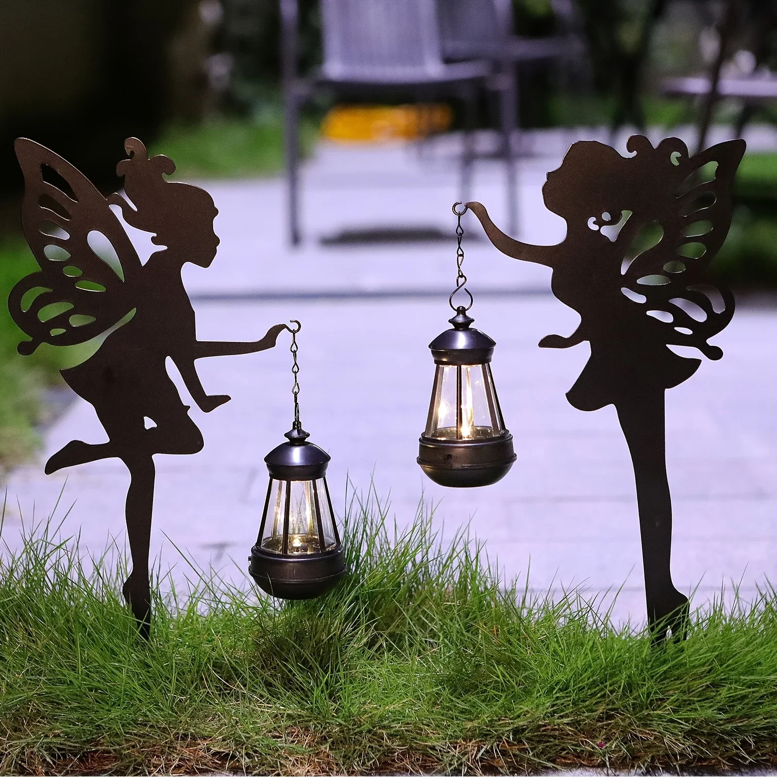 

2 Solar-Powered Rust-Resistant Metal Fairy Lights - Automatic Light Sensor, Waterproof, Lacquered Finish, Nickel Battery