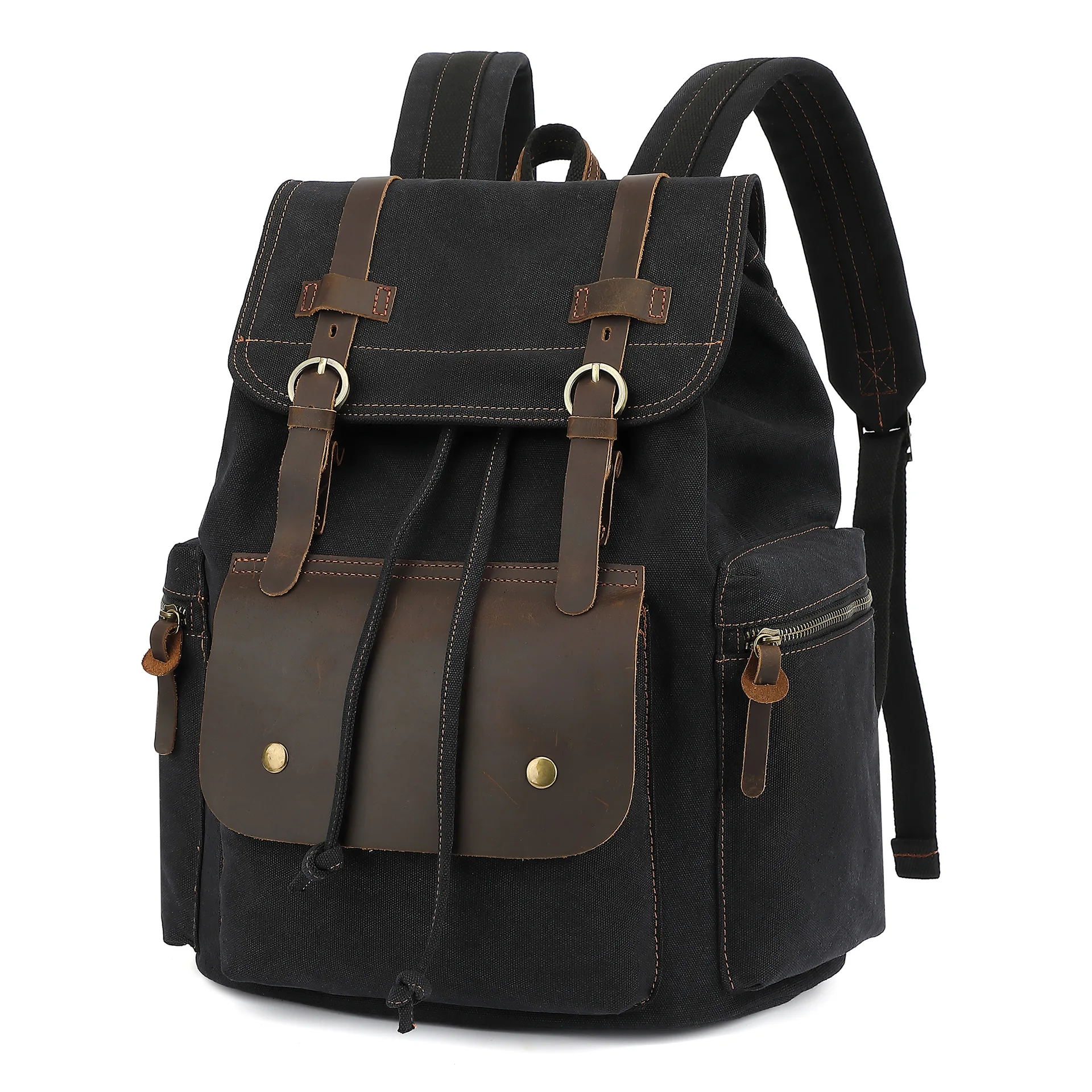 Canvas Retro Men's Bag Backpack Suitable 14 Inch Laptop Bag Vintage 36-55L Wear-resistant Backpack