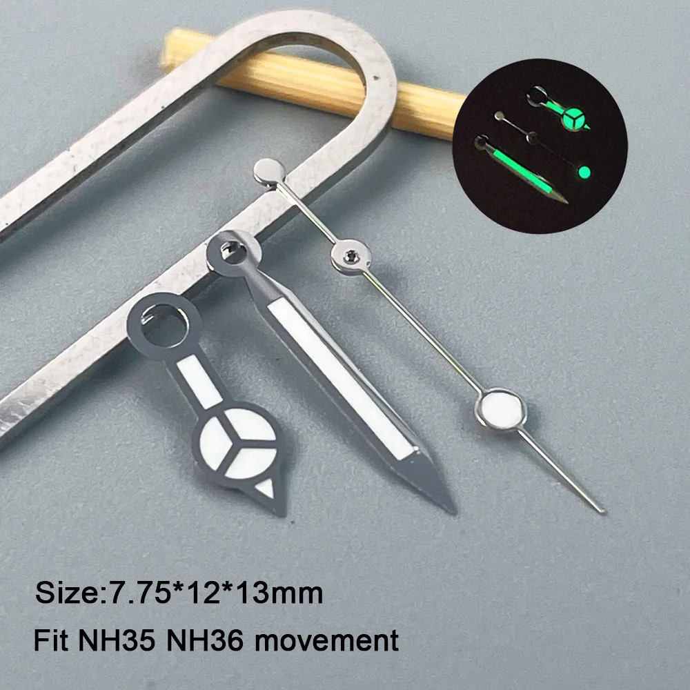 

NH35 NH36 зеленые светящиеся стрелки для часов с автоматическим механизмом, аксессуары для часов, детали для наручных часов