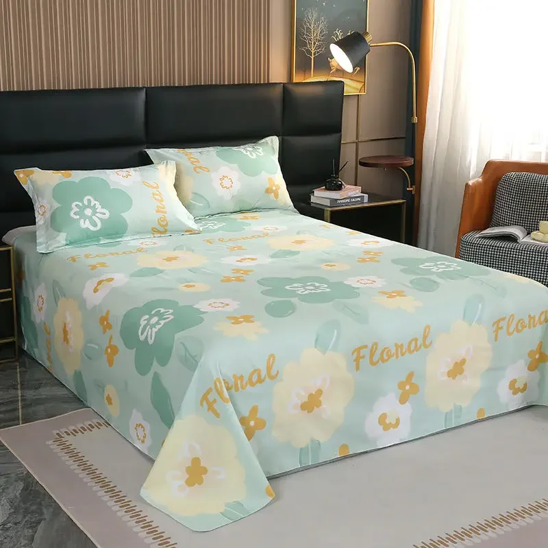 Printed Creative Flowers Bedspread Plus Size Bed Linen Set Skin Friendly Home Double Queen Size Bed Sheets and Pillowcases