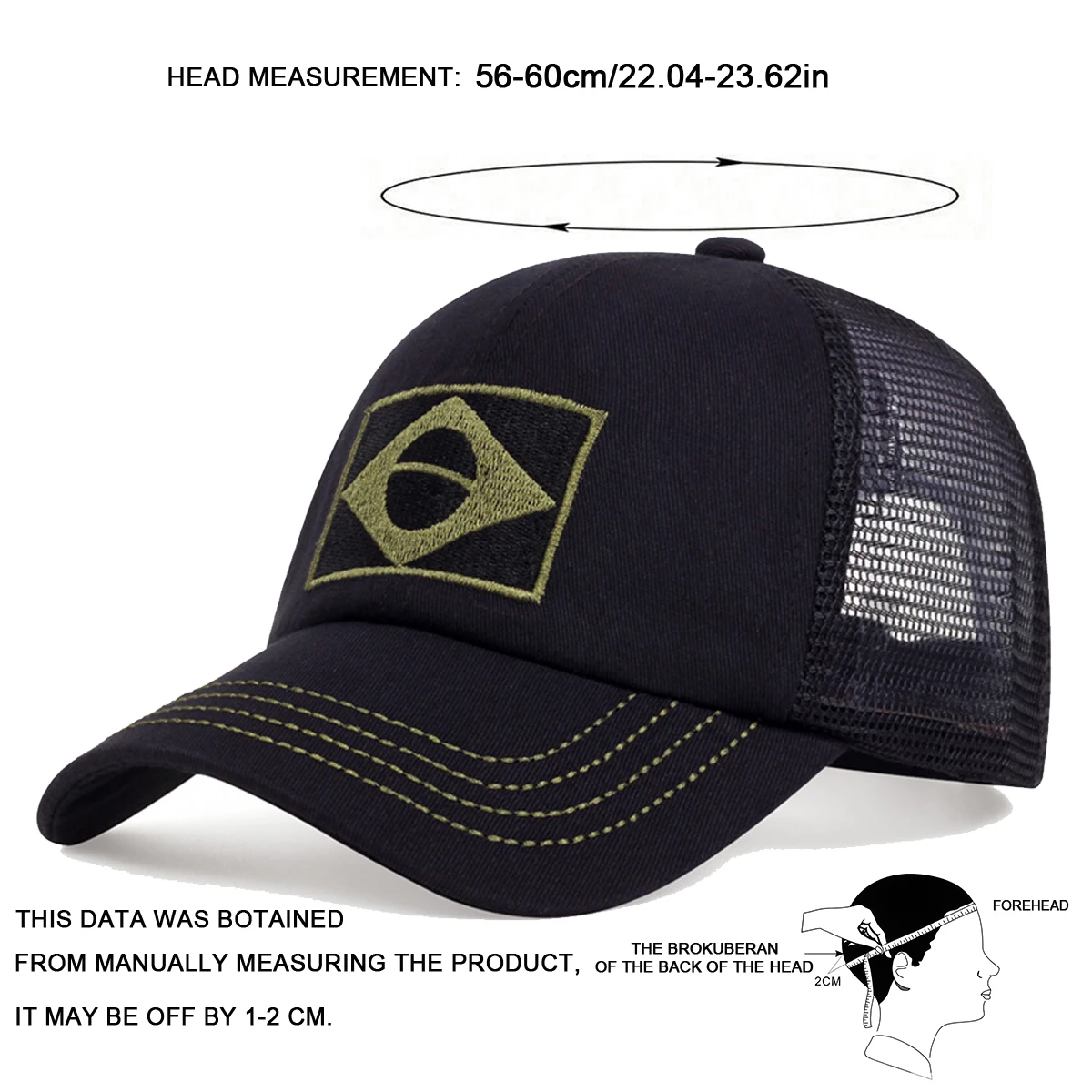 Unisex Brasilianische Flagge Stickerei Baseball Net Caps Frühling und Sommer Outdoor Einstellbare Casual Hüte Sonnenschutz Hut Sport Kappe – Detail 7