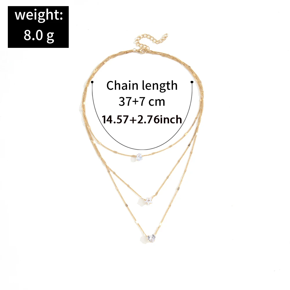 1Pc Multi-layered Dainty Light Luxury Water Drop Love Heart Star Set Chain Pendant Metal Collarbone Necklace Gift For Girl Women image 6
