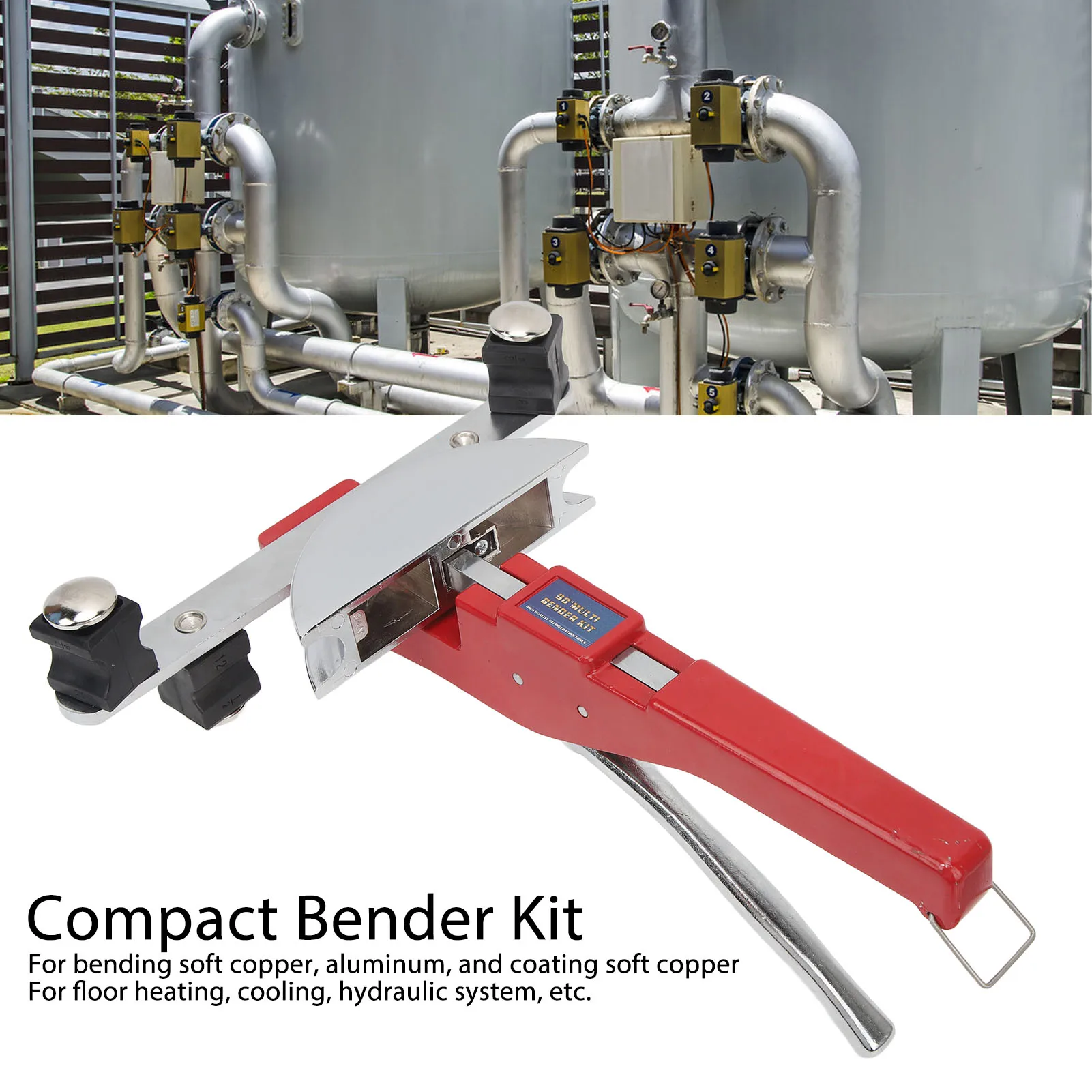 Tube Bender Kit Tube Bender Kit Compact Tubing Bender Multiple Sizes Bending Heads 3/16 to 1‑1/4 Inch Pipe Cutter Capacity