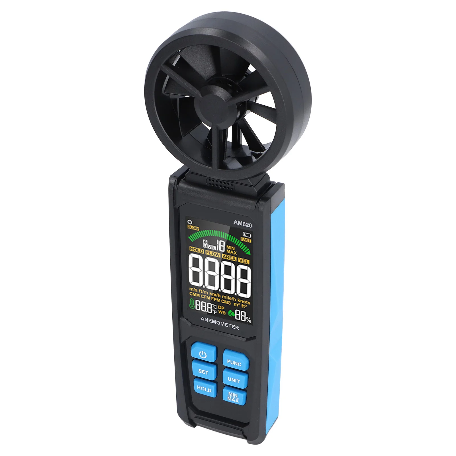 AM620 Handheld Anemometer Featuring Frequency Conversion Working Mode and 9999 Maximum Display Count for Readings