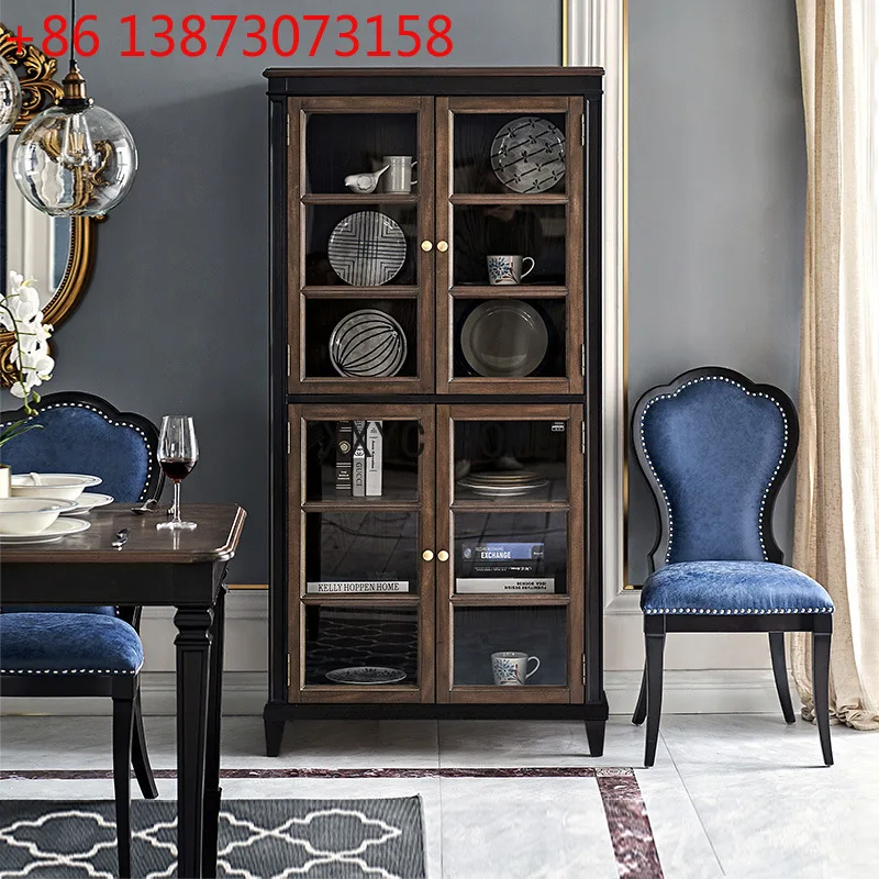 

Американский деревенский ретро доступный роскошный модный шкаф для телевизора из массива дерева, напольный шкаф, черный цвет, комбинированный шкаф для телевизора