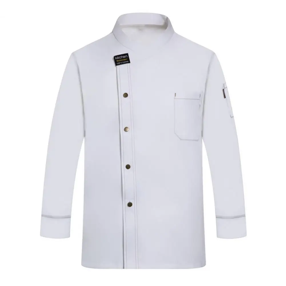 Uniforme de Chef de manga larga para restaurante, ropa profesional, abrigo de camarero de cocina, chaquetas de trabajo de cocina, ropa de cocinero, Color sólido