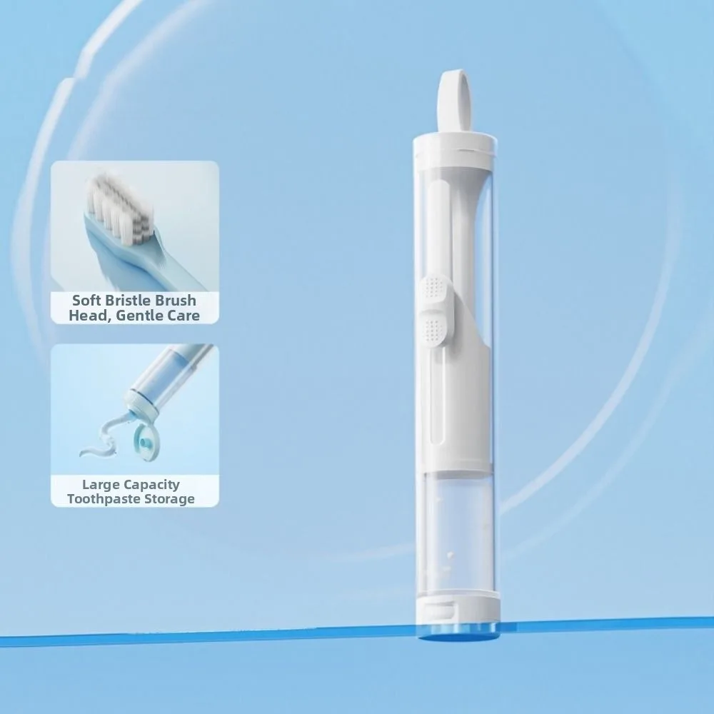 3-IN-1 Travel Toothbrush Set Foldable Integrated Toothpaste Dispenser Mini Portable Toothpaste Tube Storage Box