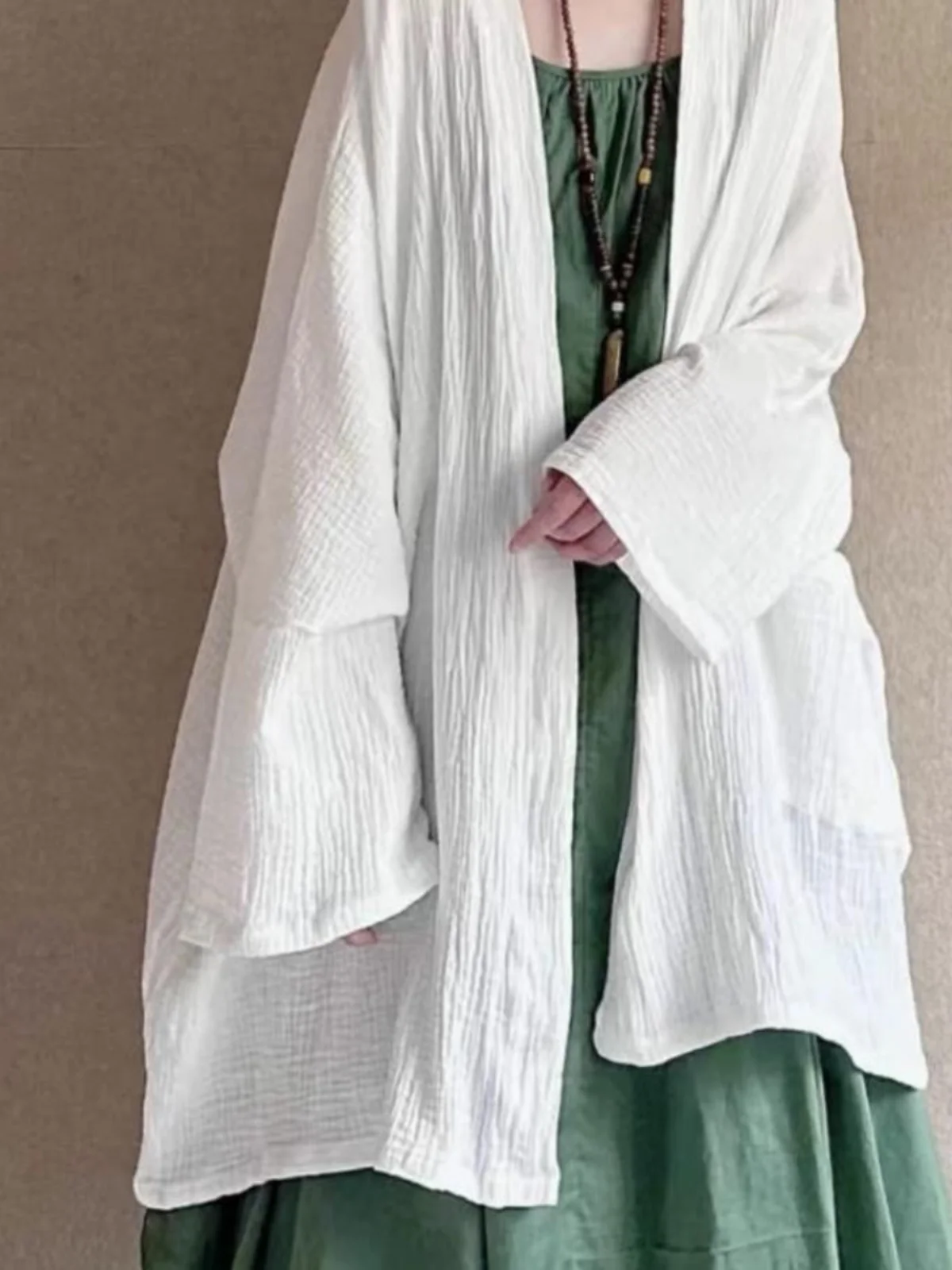 

Autumn New Chinese Retro Double Layer Cotton Artistic Loose Large Size Personali Open Cardigan Buddhist Zen Sle Jaet