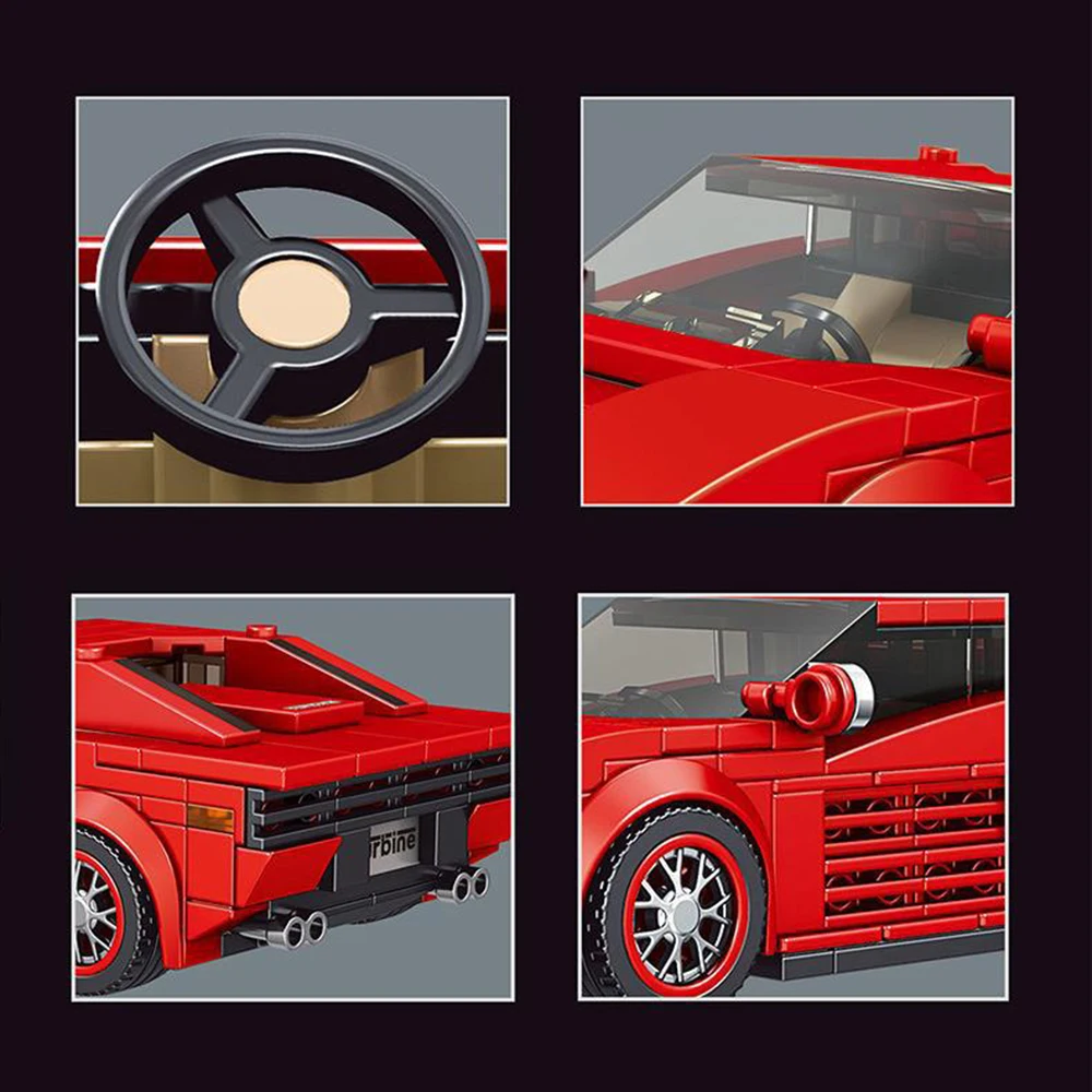 Blocos de construção de carro esportivo com 8 pinos, modelo de montagem, quebra-cabeça educacional de alta dificuldade, brinquedo para adultos e crianças, exibição de presente de aniversário