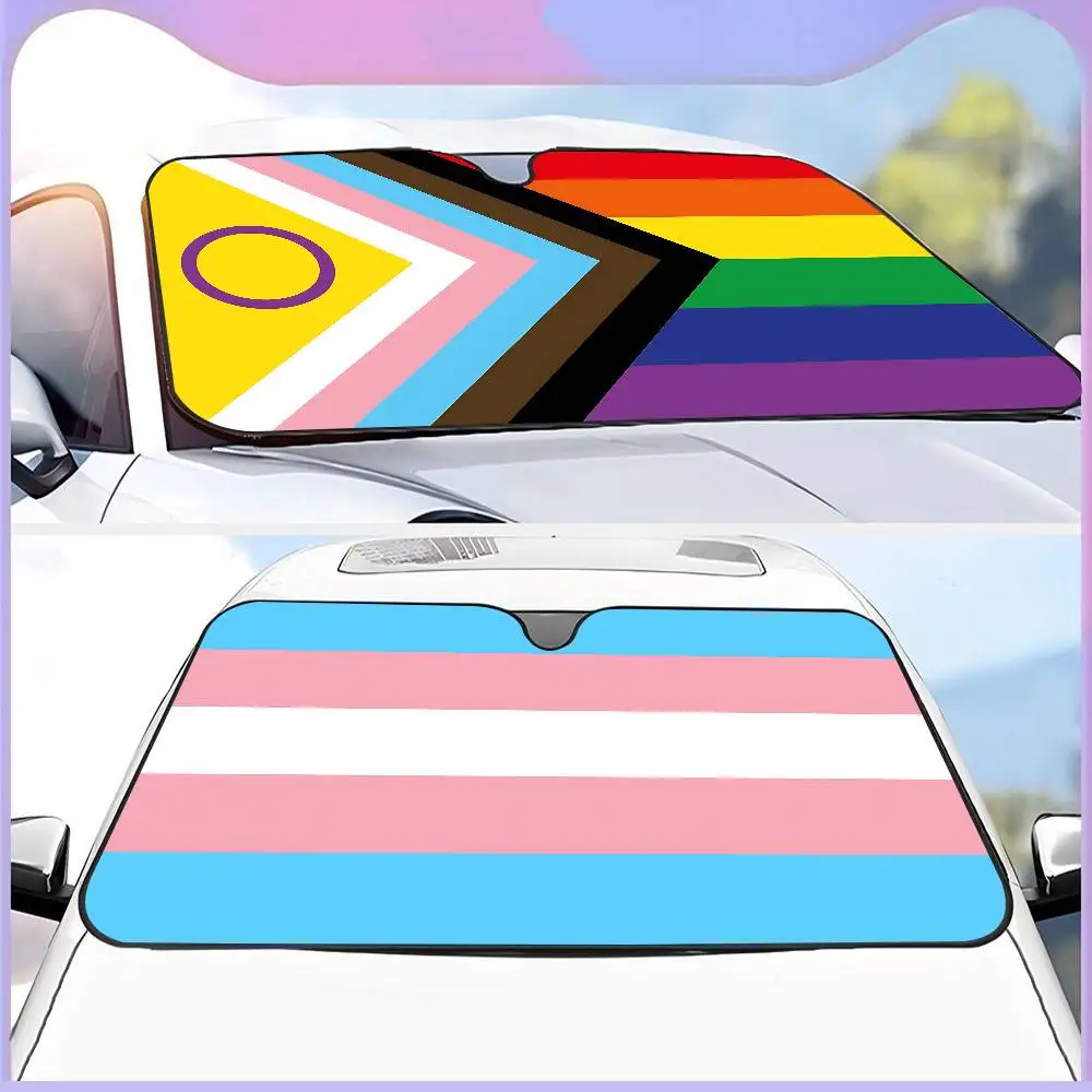 Lgbt Pride Flags Car Windshield Sun Shade Foldable Car Front Covers Car Sunshade for Car Accessories Blocks Uv Rays