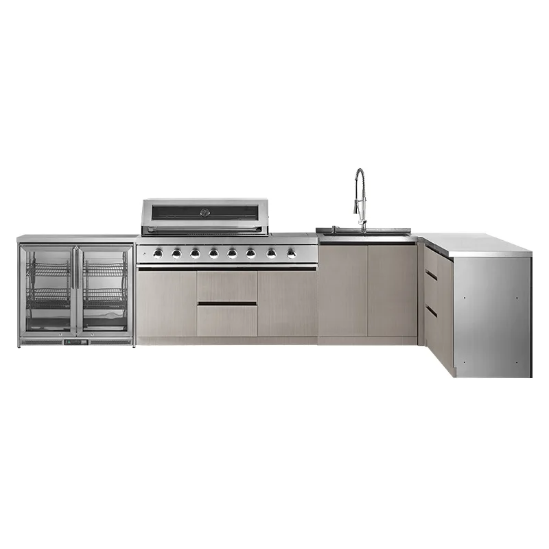 Outdoor Kitchen BBQ Island 304 Stainless Steel Grill Cabinet Built-in Cooktop Weatherproof Modular Patio Garden Cooking Station