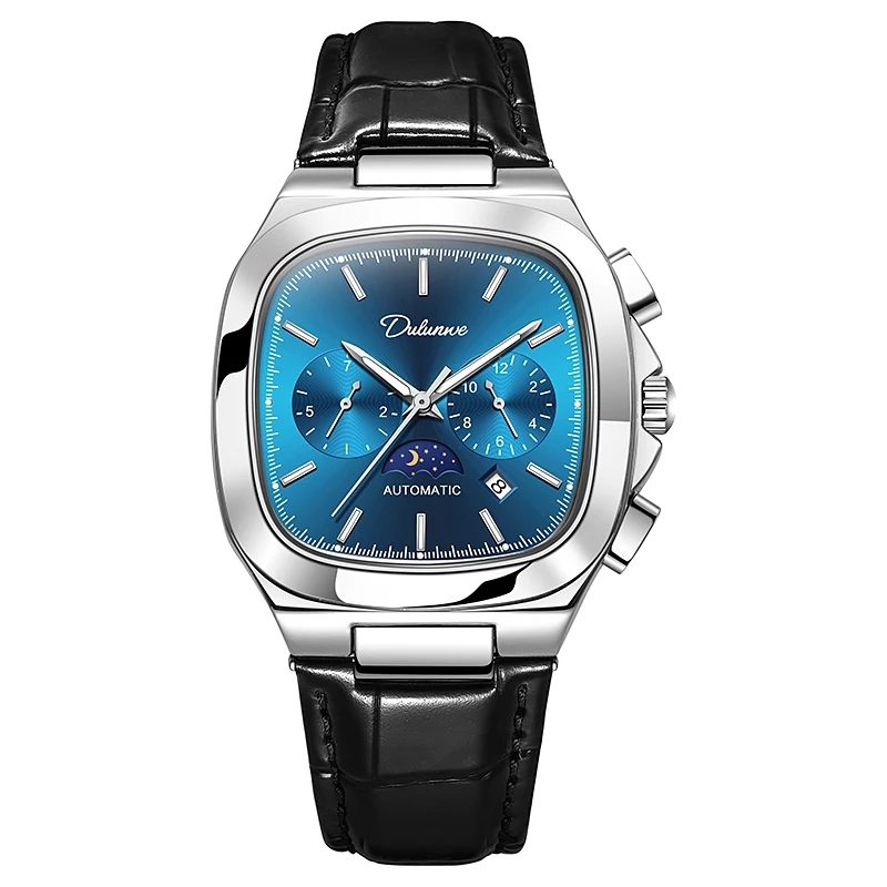 New DULUNWE 40mm Classic Square Mechanical Movement Watch Men's Sports Luxury Watch Relógio Masculino