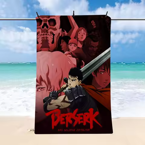 Japanese Anime Berserk Microfiber Beach Towel Absorbent Quick Dry Soft Yoga Swimming Resort Mountain Climbing Towel