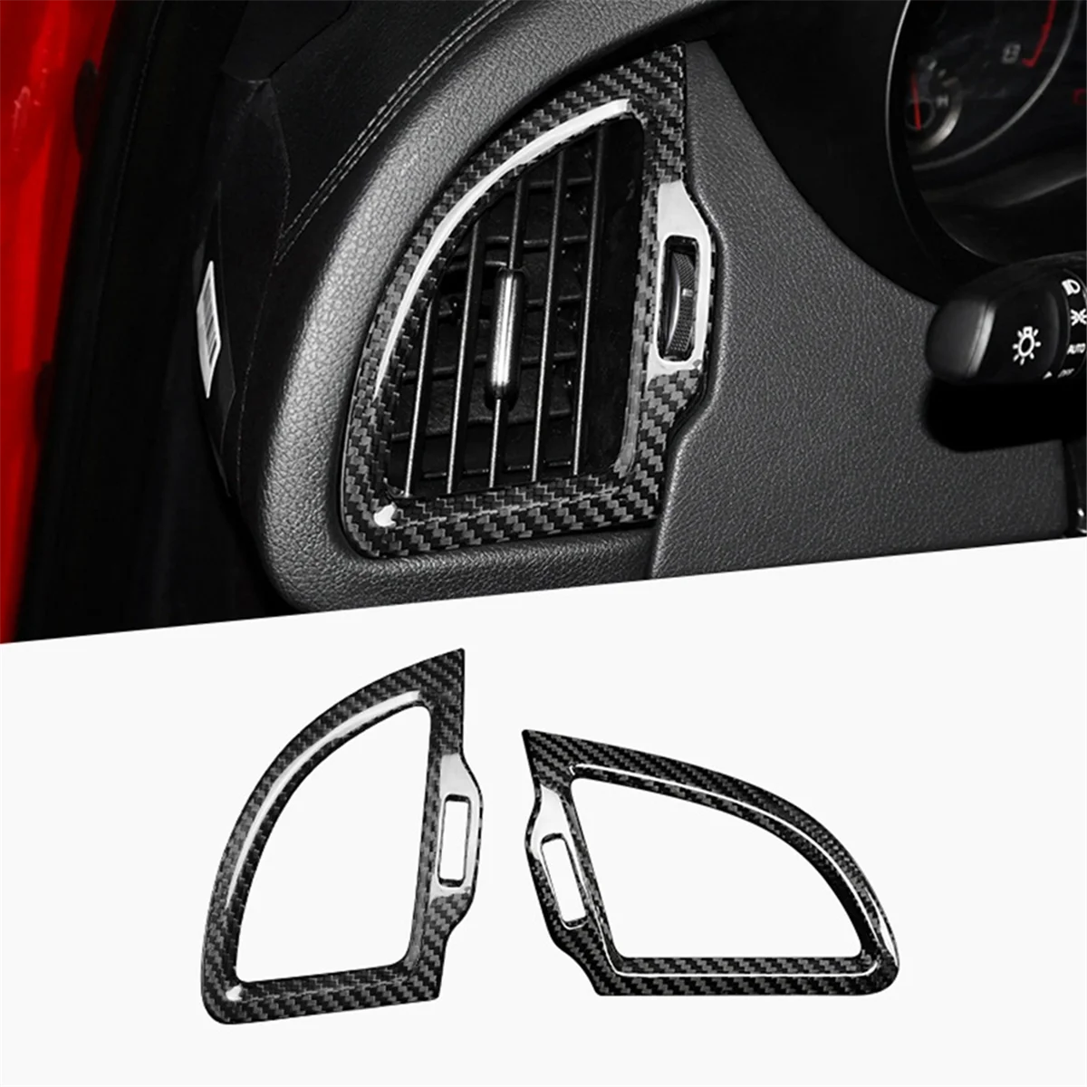 Car Dashboard Air Vent Outlet Cover Interior Carbon Fiber Trim for Kia Stinger 2018-2023 LHD