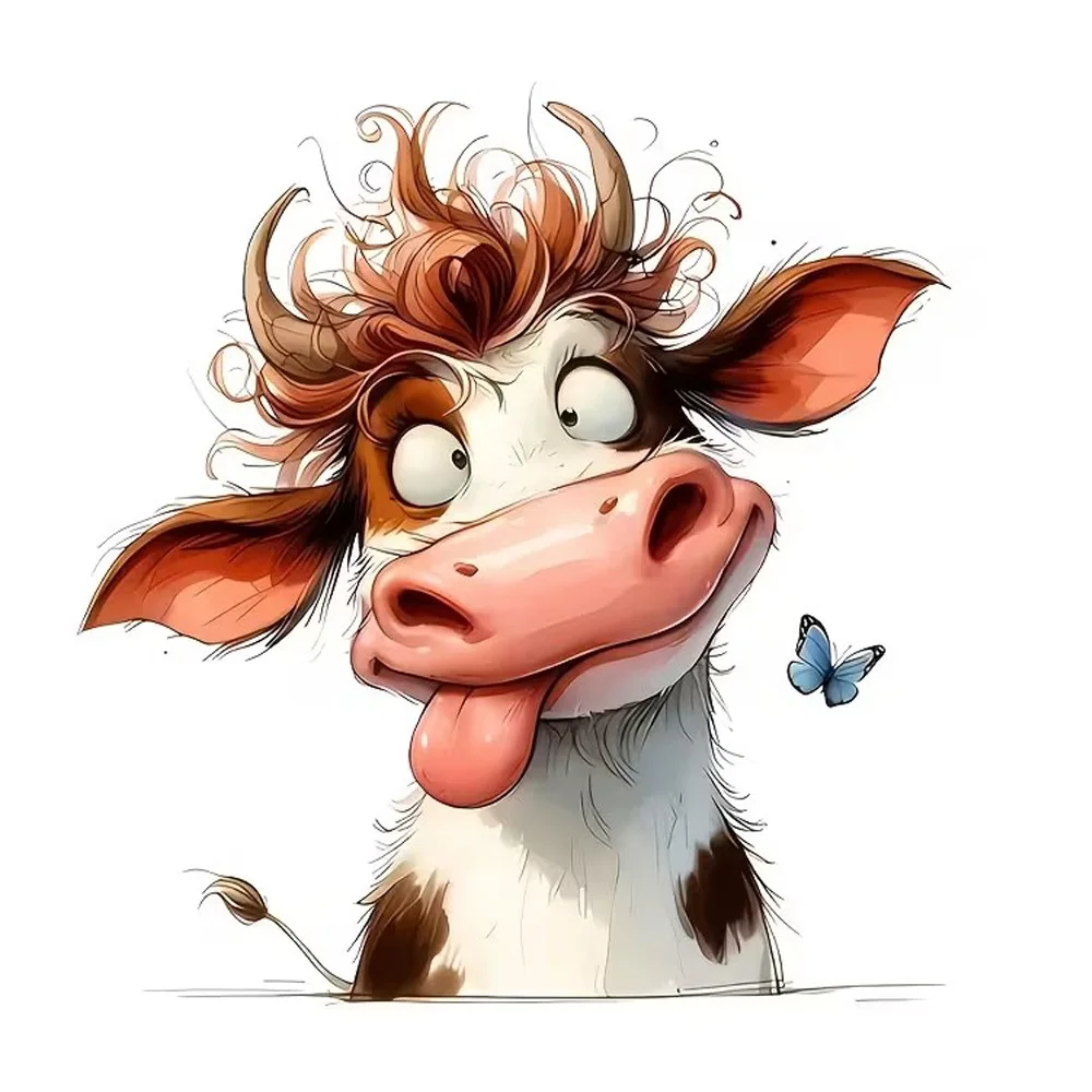 Fun Cow Head Self-Adhesive Vinyl Decal, Used for Car Windows, Bumper, Laptops, Waterproof Exterior Car Accessories