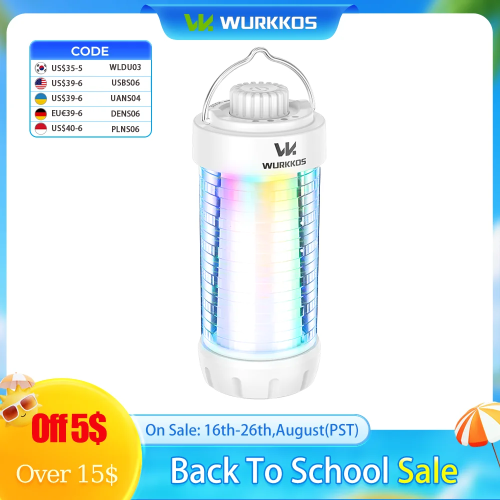 Wurkkos CL01 Leichte Haken-Campinglaterne 550LM IP66 Magnetische Taschenlampe mit 18650-Akku RGB-Licht mit Rückladefunktion
