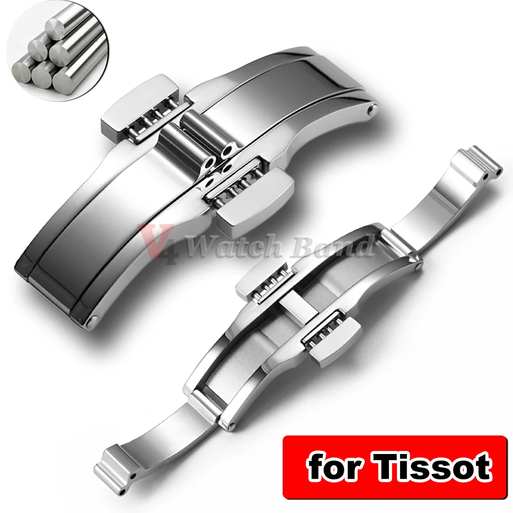 

Stainless Steel Clasp for Tissot 1853 Watch Buckle Double Press for Tissot Watch Metal Strap Butterfly Buckle Solid Steel Buckle