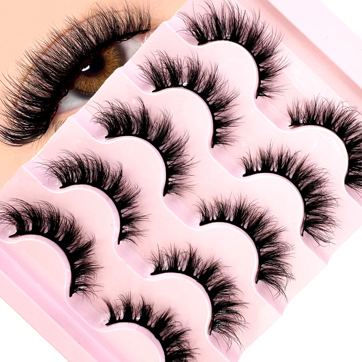 5Pairs Manga Lashes Volumized Eyelashes Faux Mink Lashes Soft And Fluffy False Eyelashes Makeup Fake Eyelash Extension