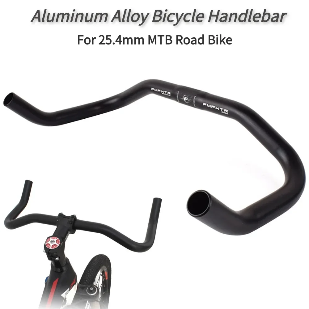 25.4mm 390mm Bullhorn Handlebar for Fixed Gear Mountain Road Bike Cycling Parts Aluminum Alloy Bicycle Handlebar Rest Bend Bar