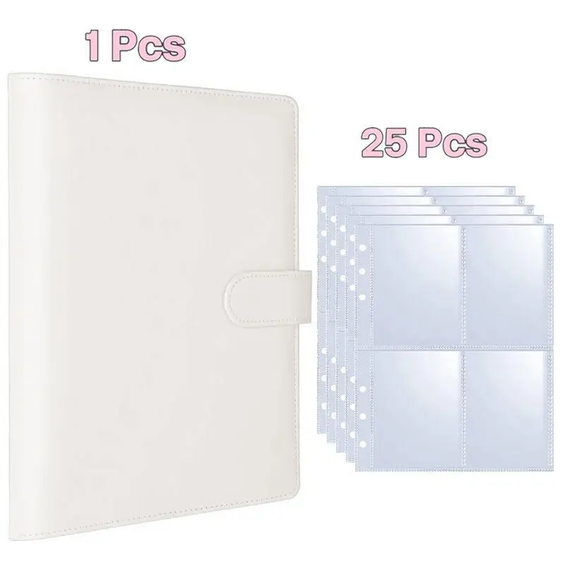 Loseblatt-Notizbuchhülle, Kartenbuch, 25 Blatt, 4-Gitter-Aufbewahrungstasche, DIY PVC-Fotoalbum, Ordner, Fotokartenhalter – Detail 20