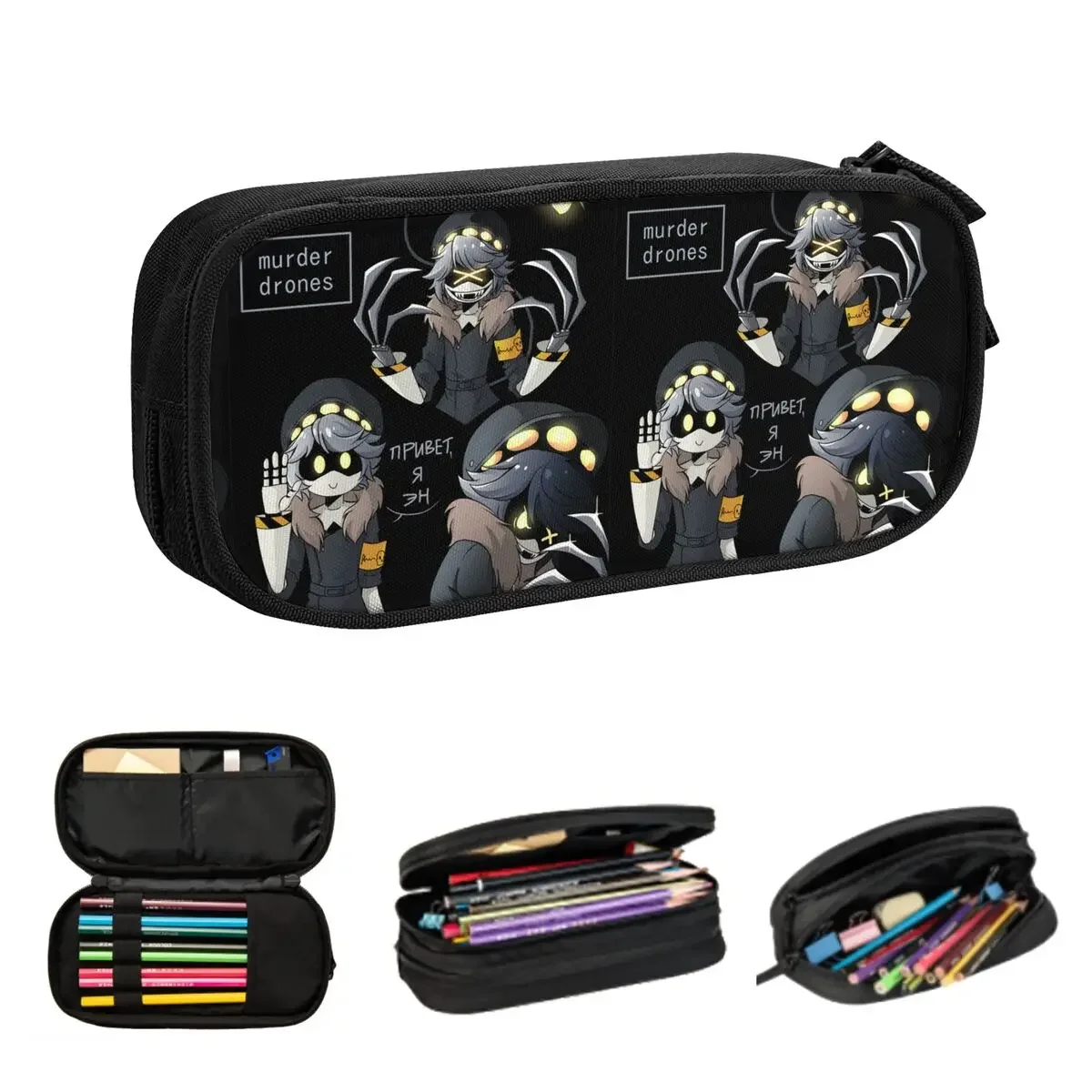 Murder Drones N Pencil Cases Big Capacity Pen Bags Pen Box Pencil Pouch For Boys Girls Students Stationery School Office