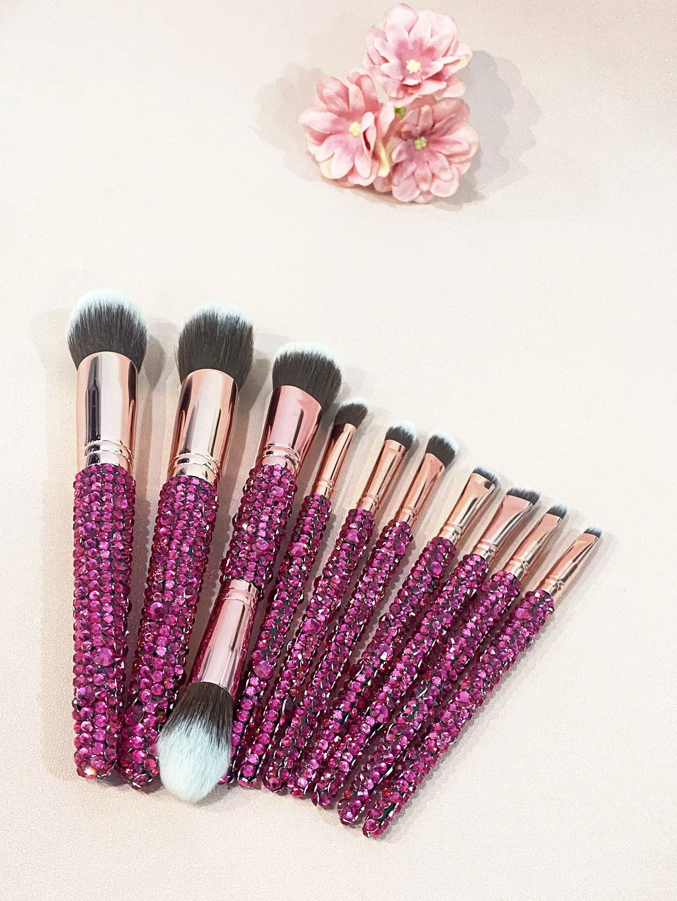 Diamond-Studded Makeup Brushes,  Foundation Blush, Loose Powder Brush, Repairing Brush, Concealer Brush, MakeupBrush Set, 10Pcs