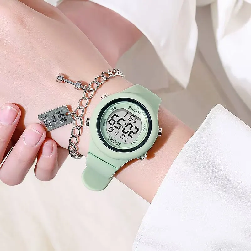 Cat-Ear Kids Watch with Bracelet Waterproof Digital Watch LED Sports Electronic Wristwatch for Girls Boys Students Children Gift