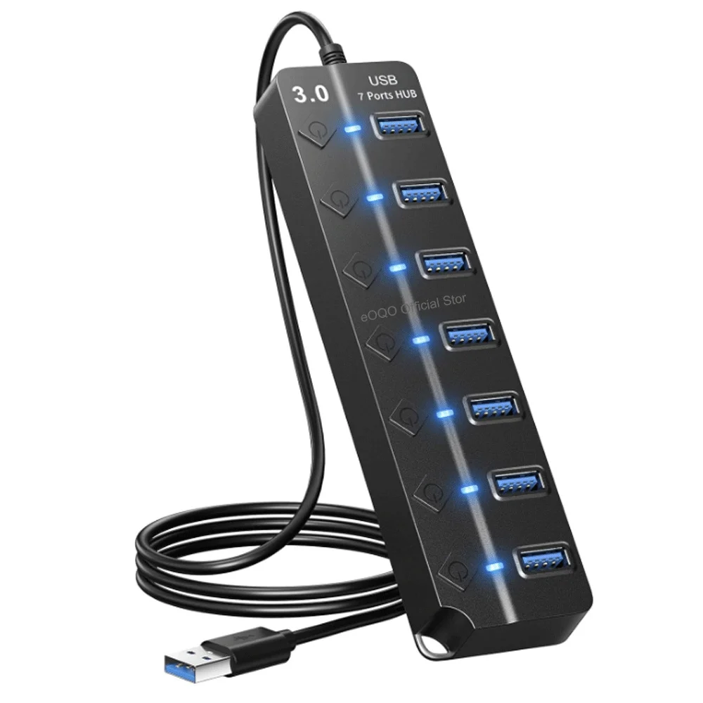 USB HUB 3.0  Multiport 7 Port PC Accessories Multiport Compatible USB2.0, USB1.1 High Speed USB 3.0 Hub Expander PC Accessories