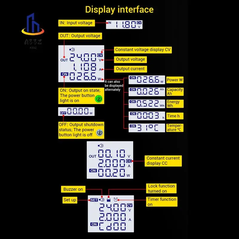 

A33Z-Sk150pro Buck Boost Converter Adjustable Voltage Regulator LCD Digital Display Voltage Transformer Power Supply 40V 8A