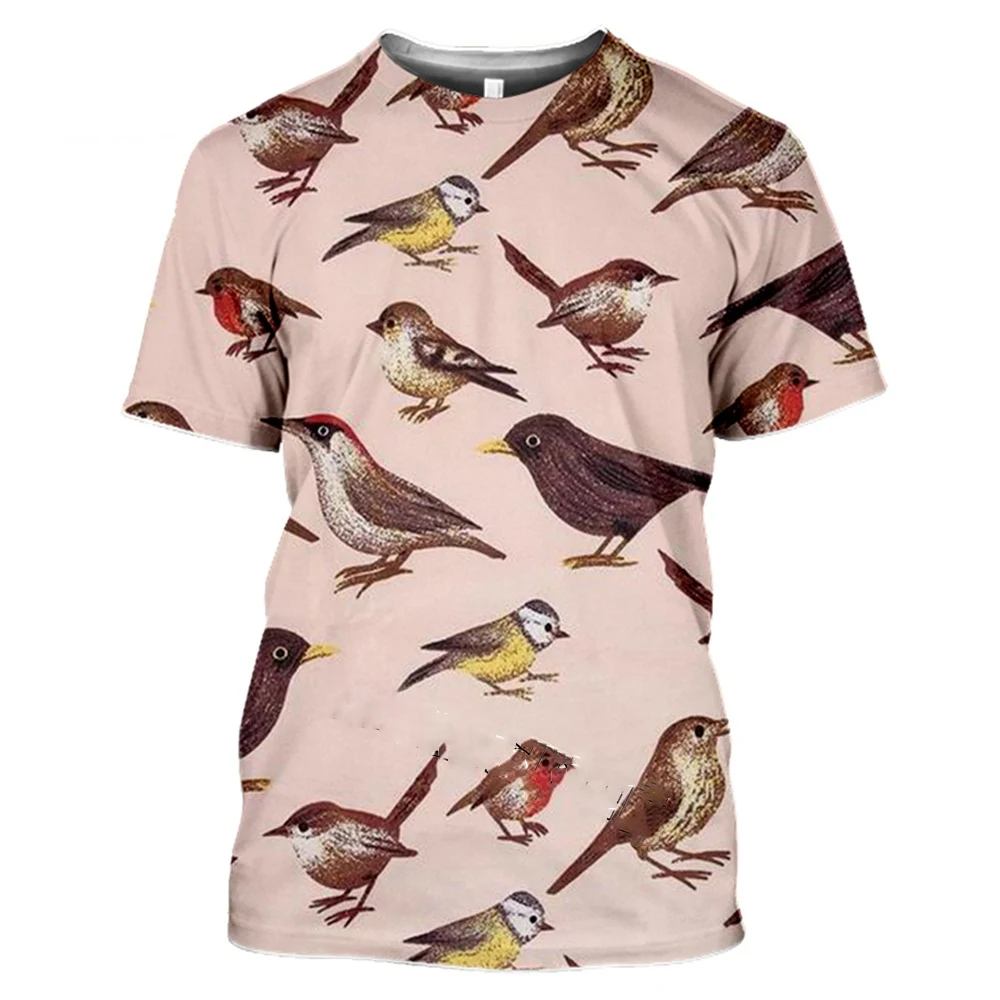 Wide Variety Bird 3d Print Summer Men\'s Round Neck T-shirt Casual Short Sleeve Oversized Pullover Fashion Tee Tops Men Clothing