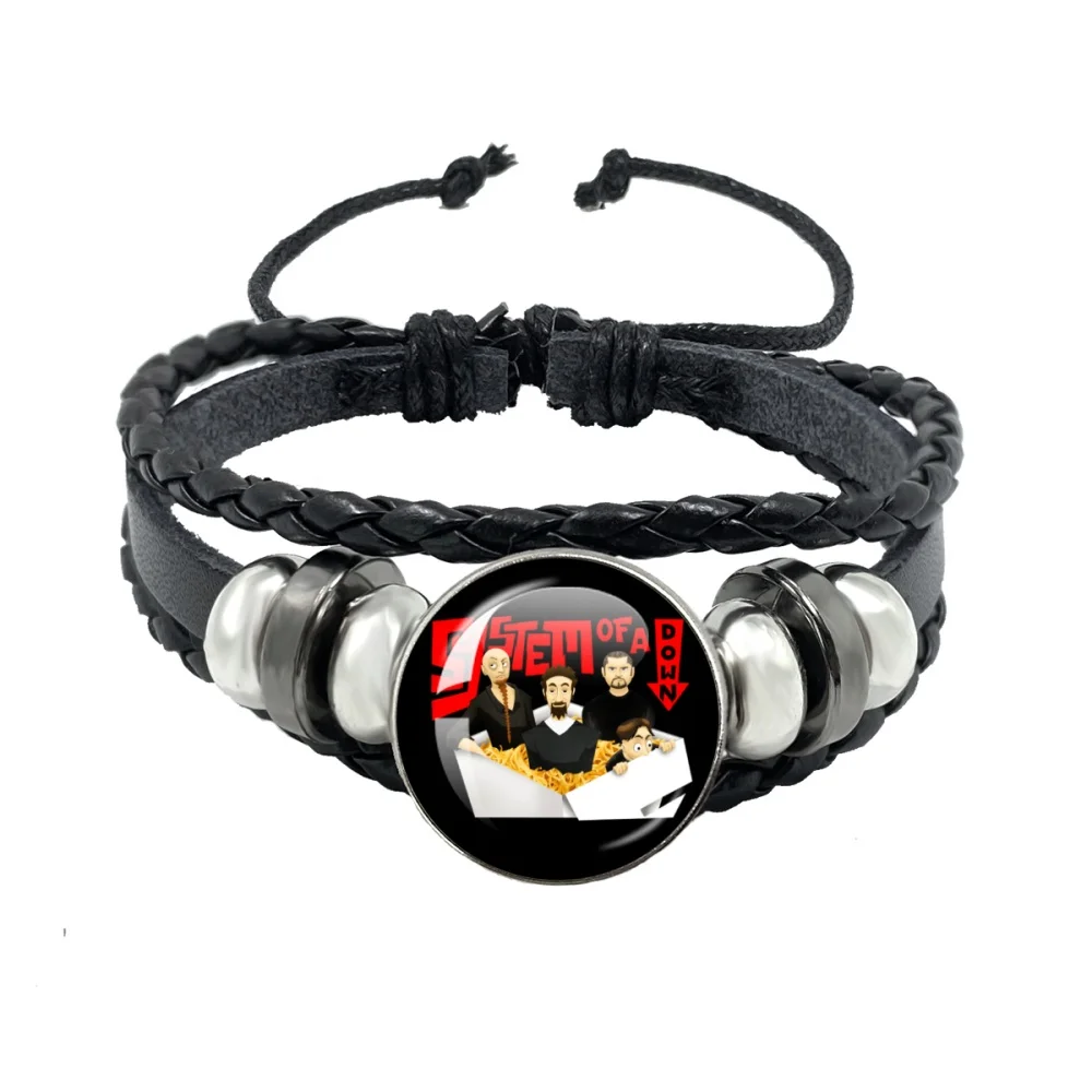 Retro Heavy Metal Band System of A Down Glass Bracelets Art Multilayer Braided Bracelets Bangles Jewelry Accessories Fans Gifts