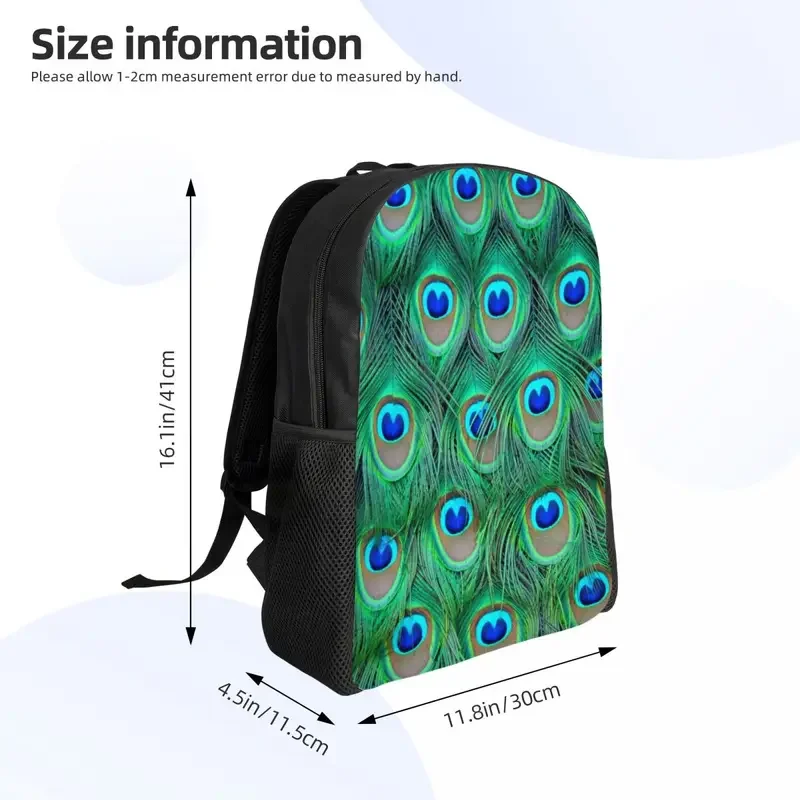 Mochila con estampado de pavo real para hombre y mujer, bolsa bonita e impermeable con estampado de animales, pluma, escuela y universidad