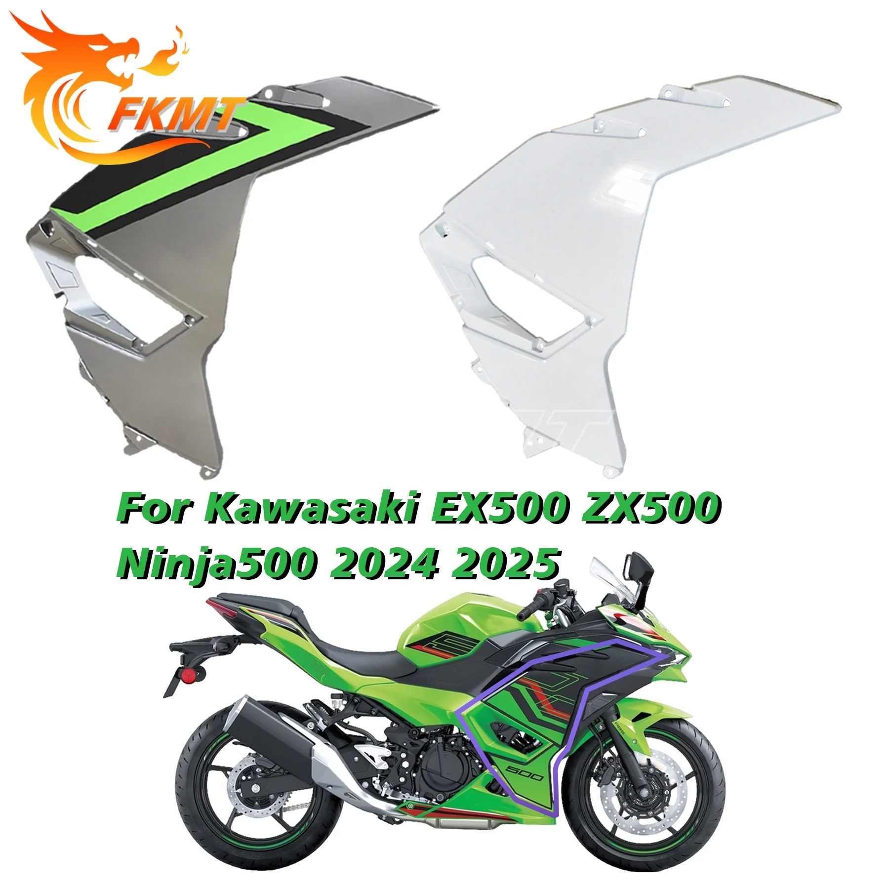 

Motorcycle Accessories Side Fairing Fit For Kawasaki Ninja500 Ninja 500 2024 2025 InjectioN Molding Bodywork Frame