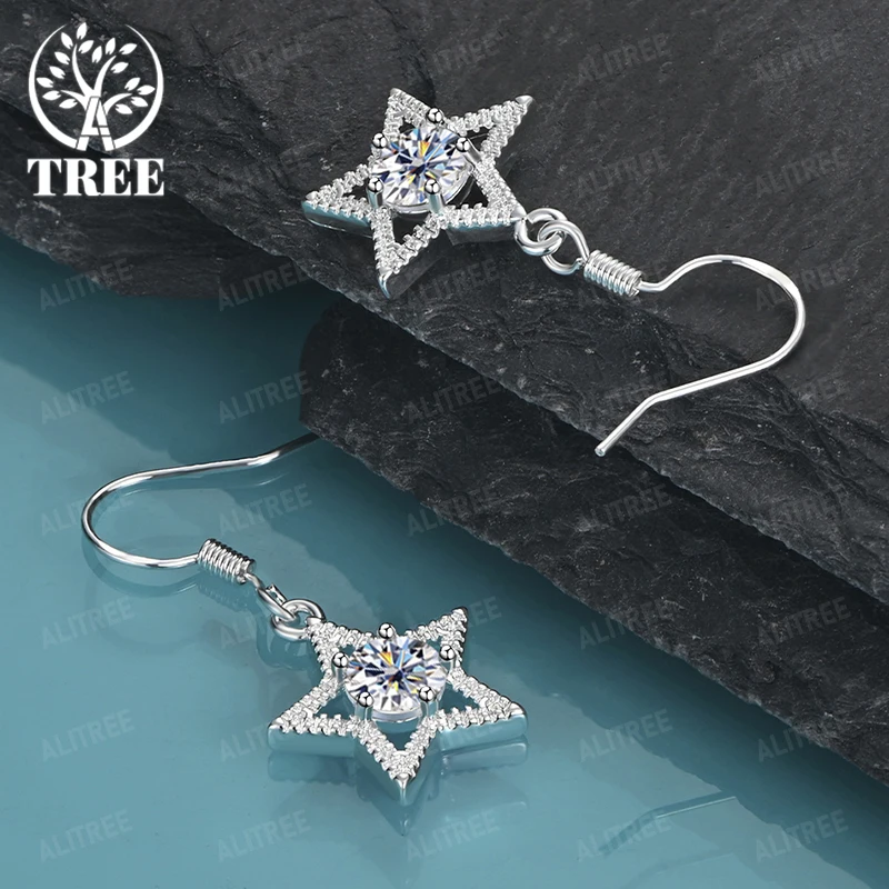 

Lady Delicate Beautiful Star Drop Earrings Luxury Zircon 925 Sterling Silver Earring Wedding Accessories Birthday Party Jewelry
