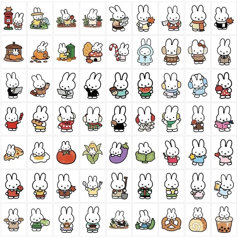 Miffy Cartoon Simple Sweet Stickers Cute Healing Decorative Stickers Kawaii Suitable for Students Personal Diary Sticker Gifts