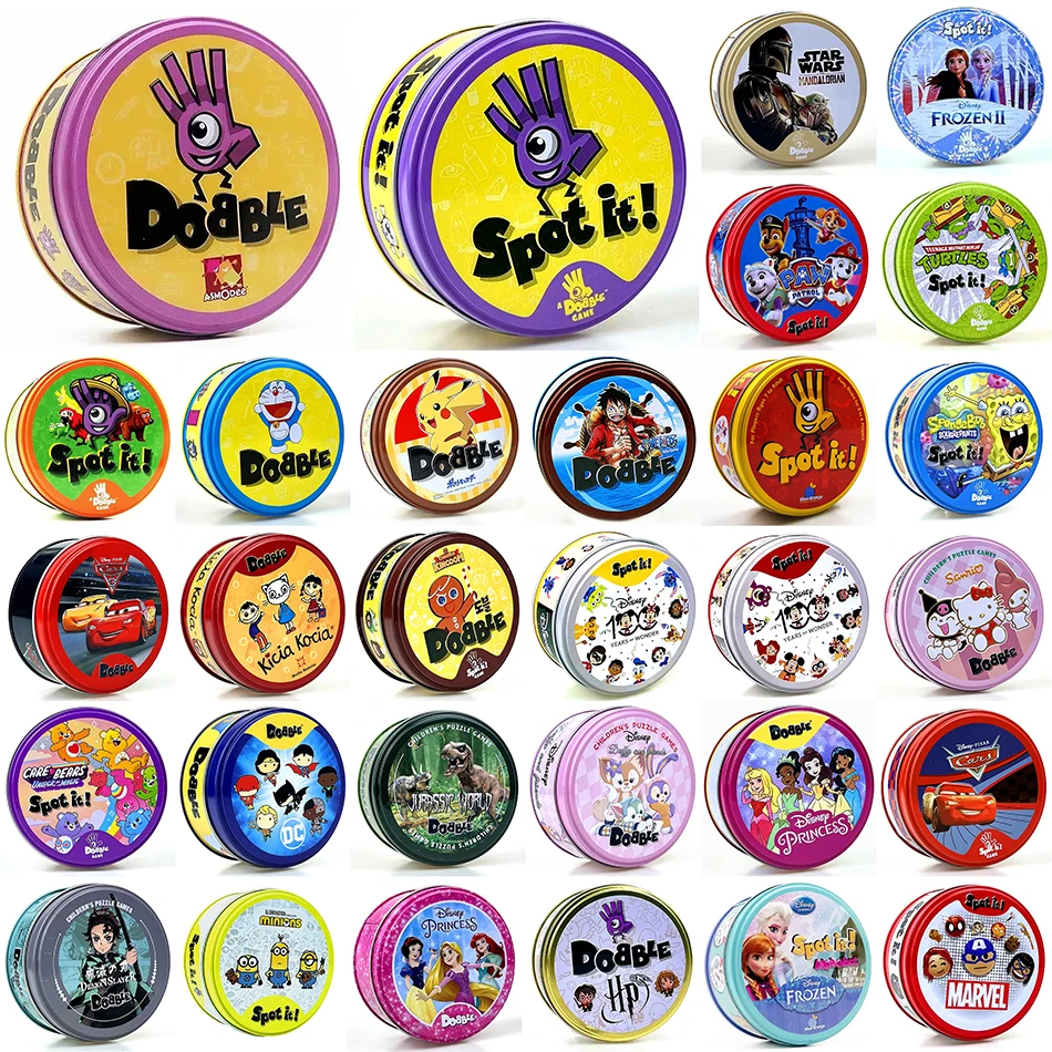 Spot it Years of Wonder Dobble 카드 게임, HP 동물 보드 게임 플레이어 파티 게임, 2-8 인 게임, HP 메탈 박스 카드, 30 PCs, 55PCs