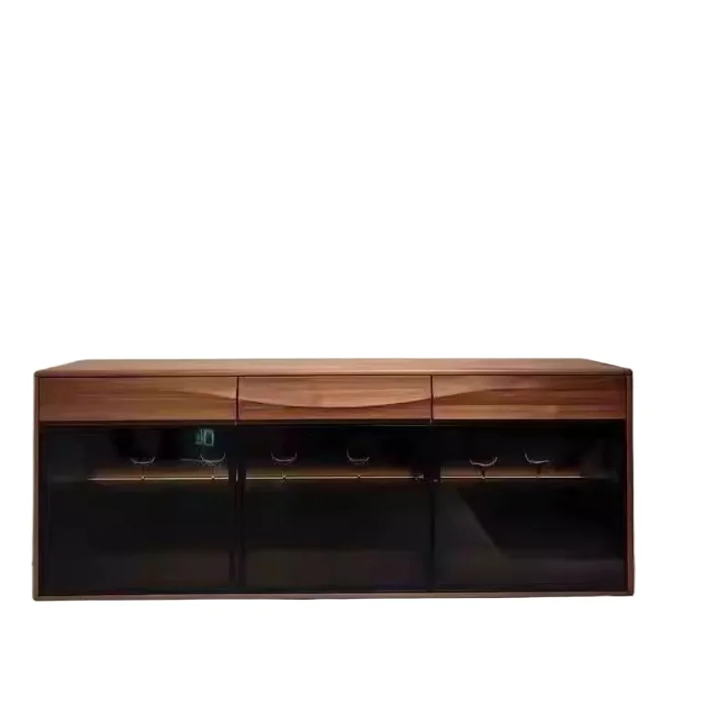 

*Modern luxury side cabinet living room, new Chinese style storage cabinet, simple and fashionable glass low cabinet living room
