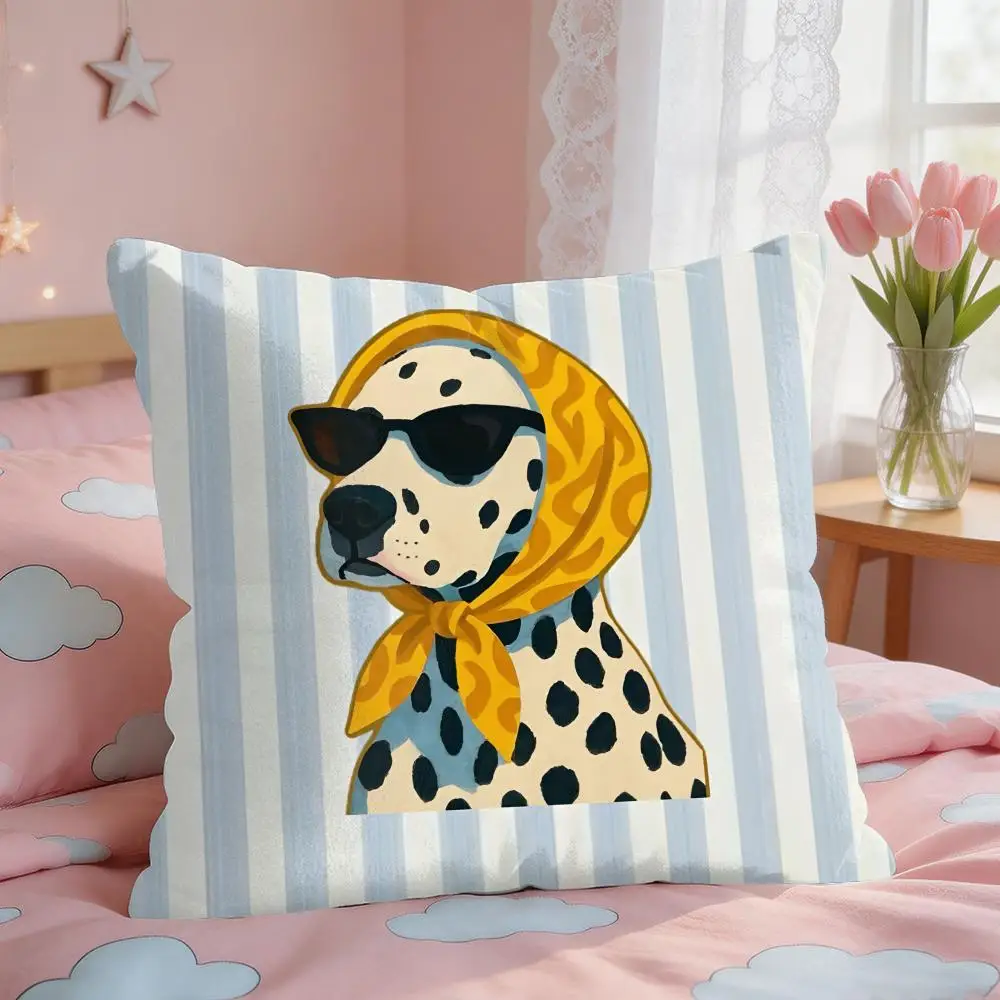 Simple Striped Marine Dog Cushion Cover Square Short Plush Pillow Case Living Room Sofa Home Decor Funda 40X40