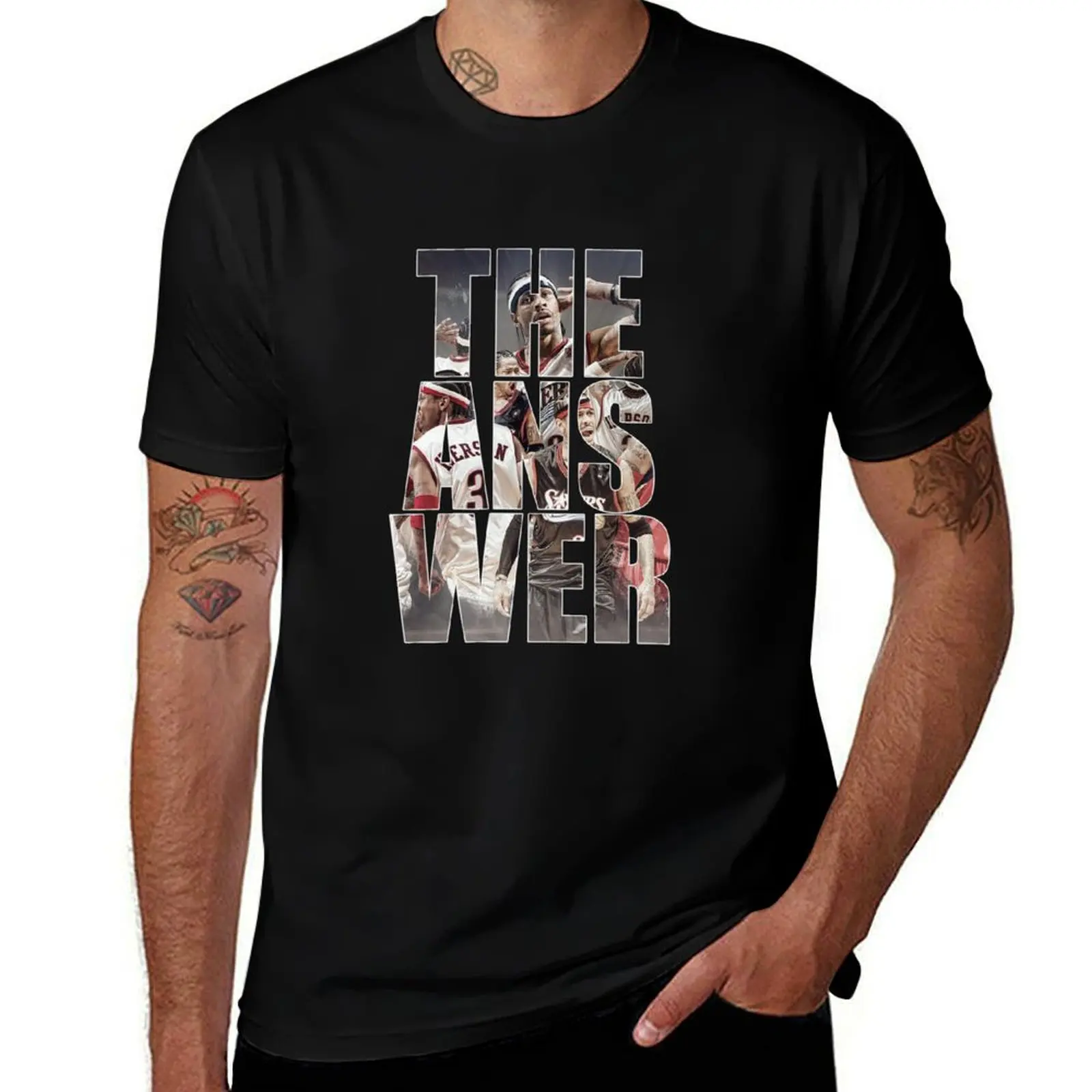 Allen Iverson - The Answer T-Shirt essential t shirt croswit shirt man cotton graphic tees custom t-shirts mens t shirts