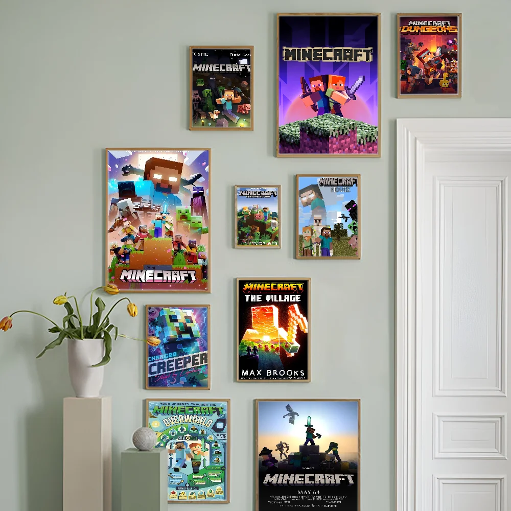 M-Minecraft Classic Movie Posters Waterproof Paper Sticker Coffee House Bar Decor Art Wall Stickers