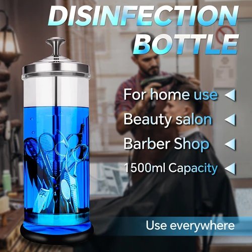 Imagen 2 del producto Tarro esterilizador de acero inoxidable para herramientas, contenedor germicida con ventana de vidrio y filtro, caja de desinfección para manicura y barbería