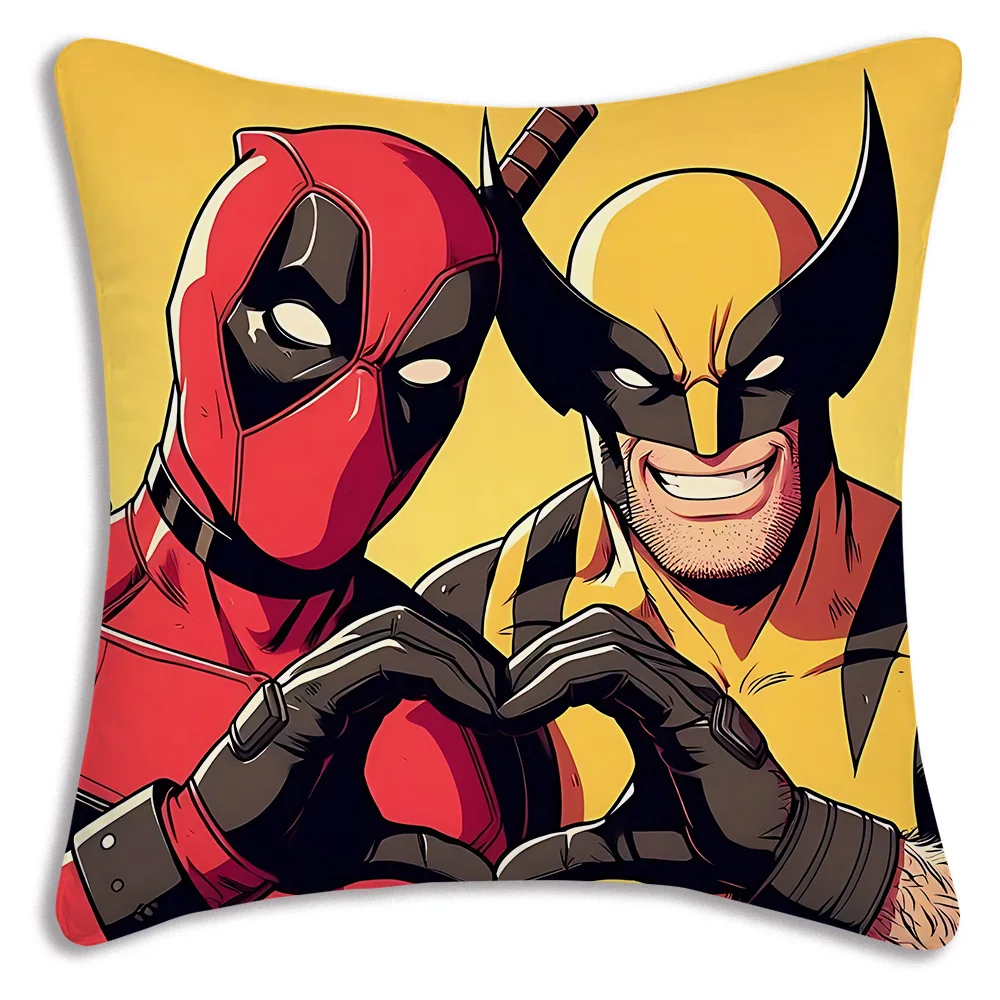 حار أنيمي مضحك Deadpools وسادة تغطي الكرتون أريكة ديكور المنزل الطباعة على الوجهين قصيرة أفخم لطيف غطاء الوسادة