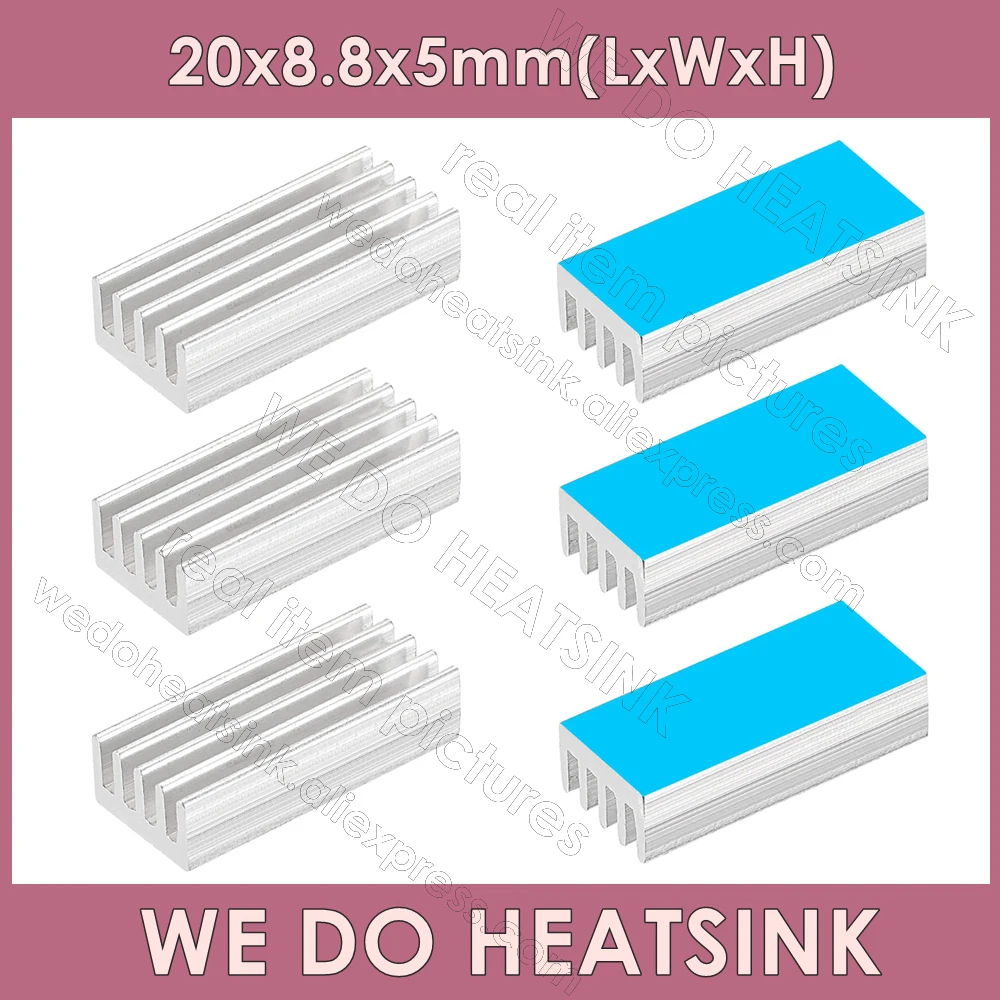 

WE DO HEATSINK 20x8.8x5mm Without or With Thermal Tape Silver Heatsinks Aluminum Cooler For DIP28