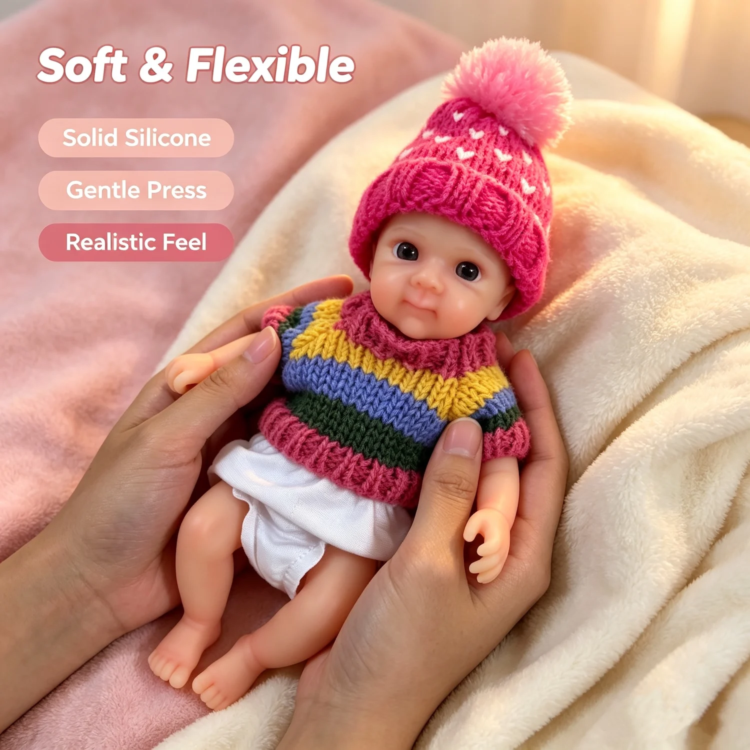 Mini 15 CM Bettie Reborn Full Solid Silicone Flexible Elastic Super Soft Cute Squishy Silicone Lifelike Reborn Bebe Doll