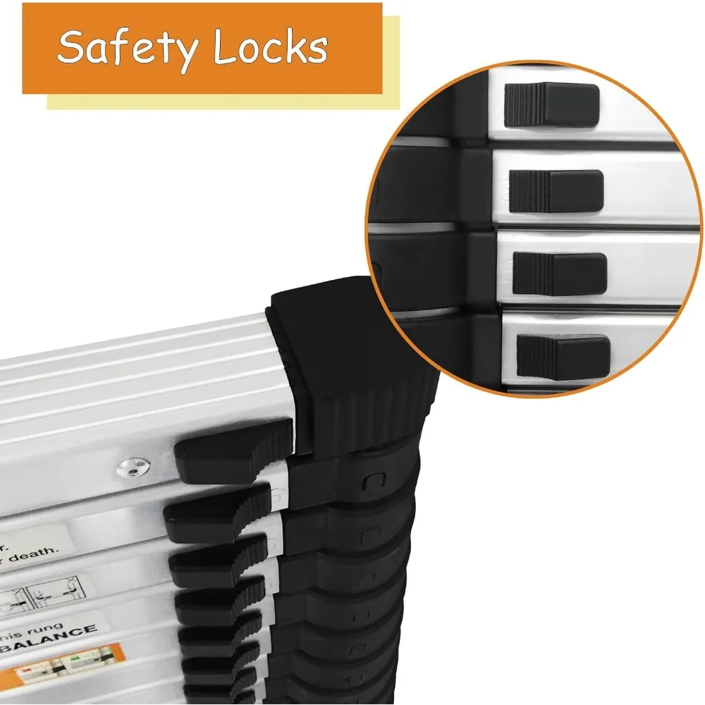 سلم تمديد متعدد الأغراض من الألومنيوم بطول 10.5 قدم/3.2 م، معتمد من EN131، سعة تحميل 330 رطل، تصميم محمول قابل للطي #5