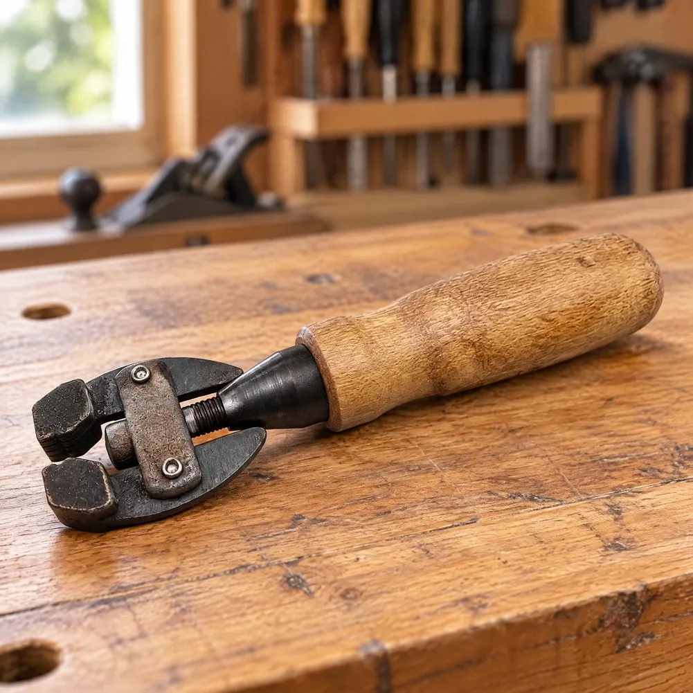 14cm Compact Clamp with Solid Wood Handle and Precision Steel Tips - for Jewelry Making and Light Metalworking