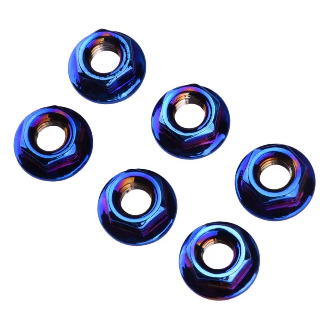 6Pcs Flange M6 Hex Nut Bolt Screw Stainless Steel Blue for Motorcycle Bicycle