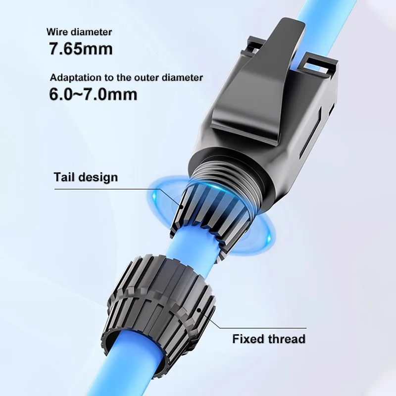 Industrial RJ45 Shielded Profinet Connector Shock-absorbing 4Pin 8Pin CAT6A Crystal Head  Ethernet Network Cable Terminal Plug