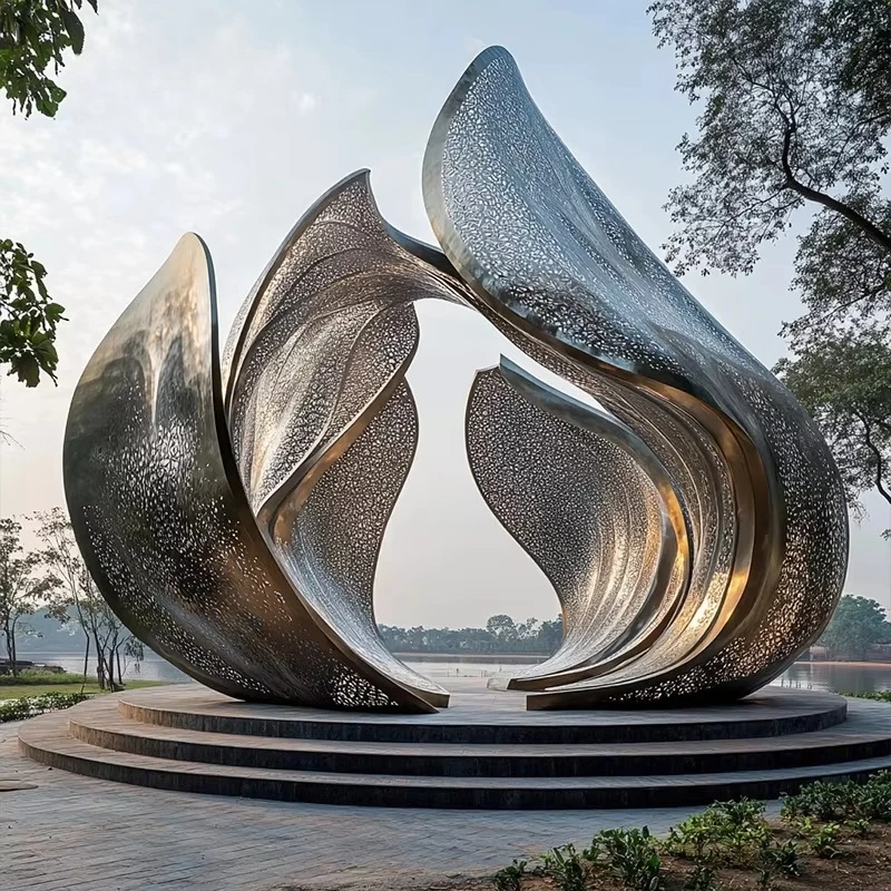 

Stainless Steel Garden Sculpture Hotel Lobby Art Statue Water Feature Decoration